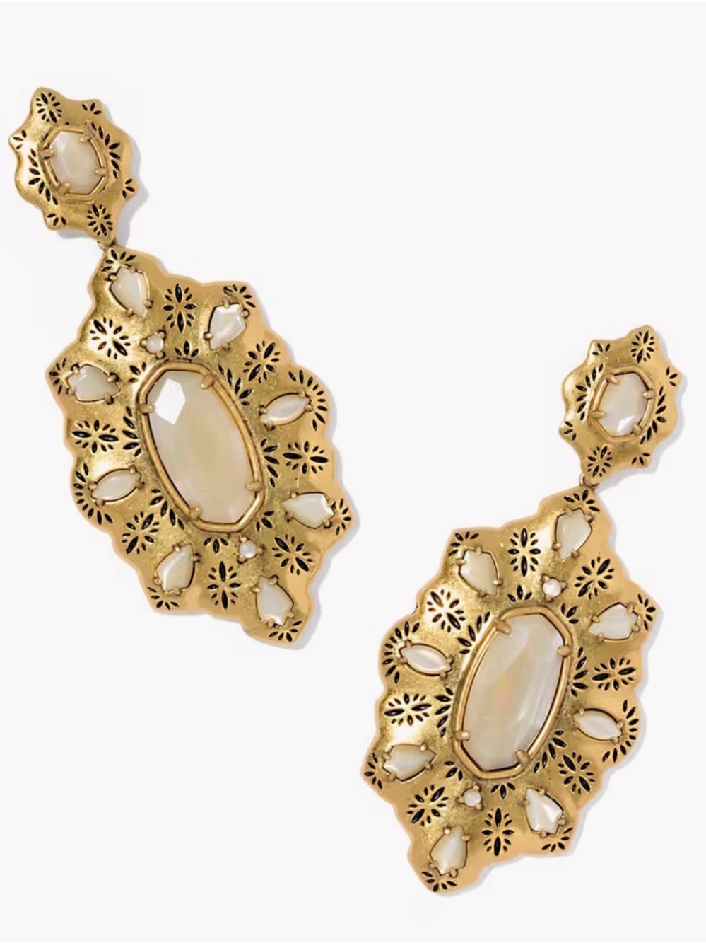 NWT Yellow Rose by Kendra Scott Bria Vintage Gold Statement Earrings